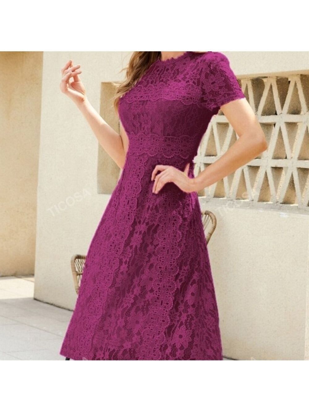 TICOSA Color Purple Zip Back Lace Formal Dress NWT Size L No - Picture 3 of 14